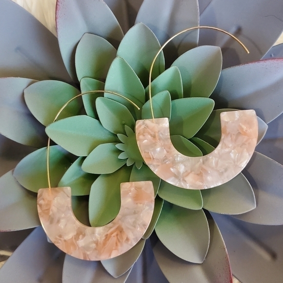 Jewelry - NEW Pink‎ resin half hoop earrings